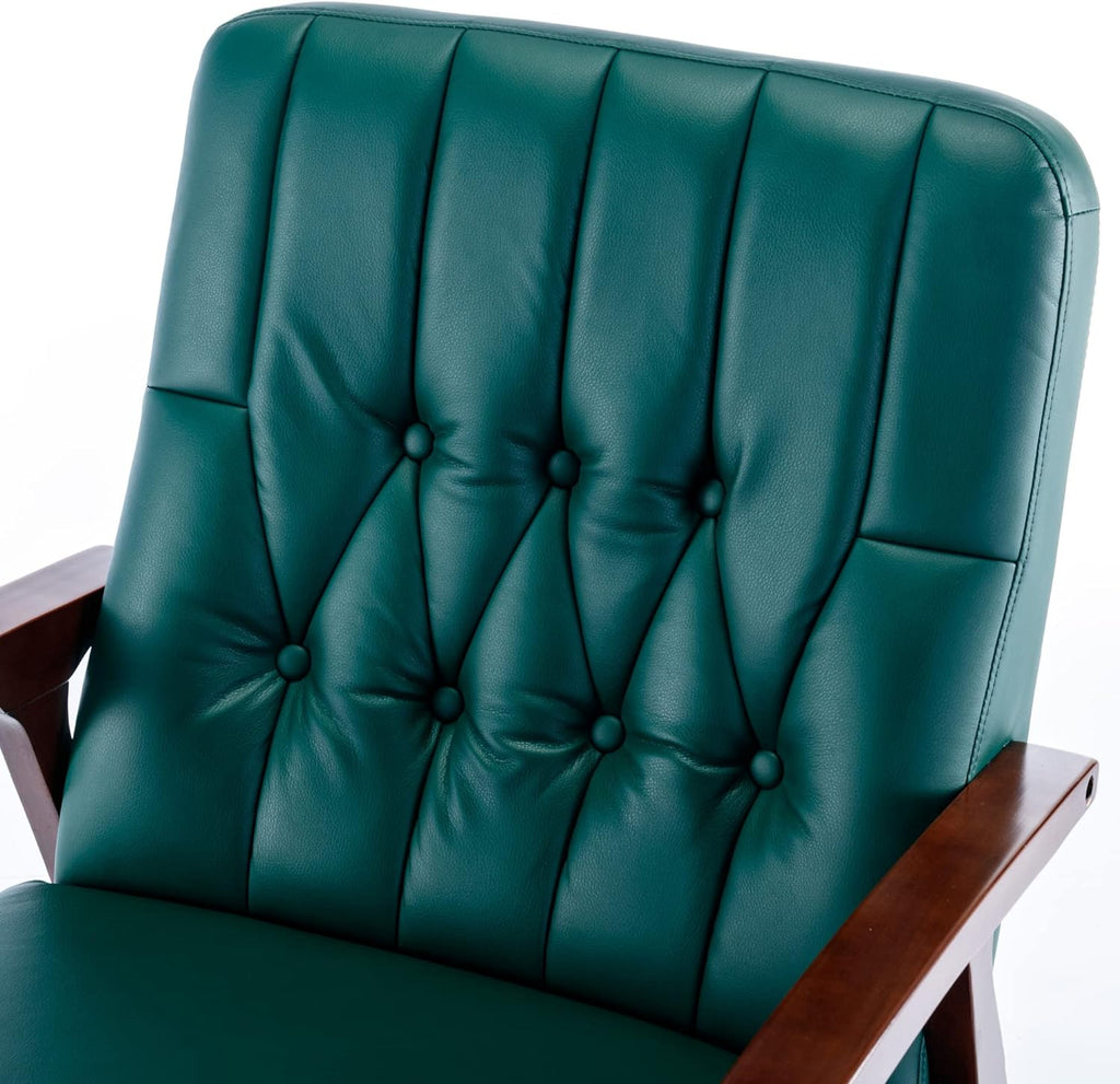 Blackish Green PU Leather Accent Chair with Solid Wood Frame O6825