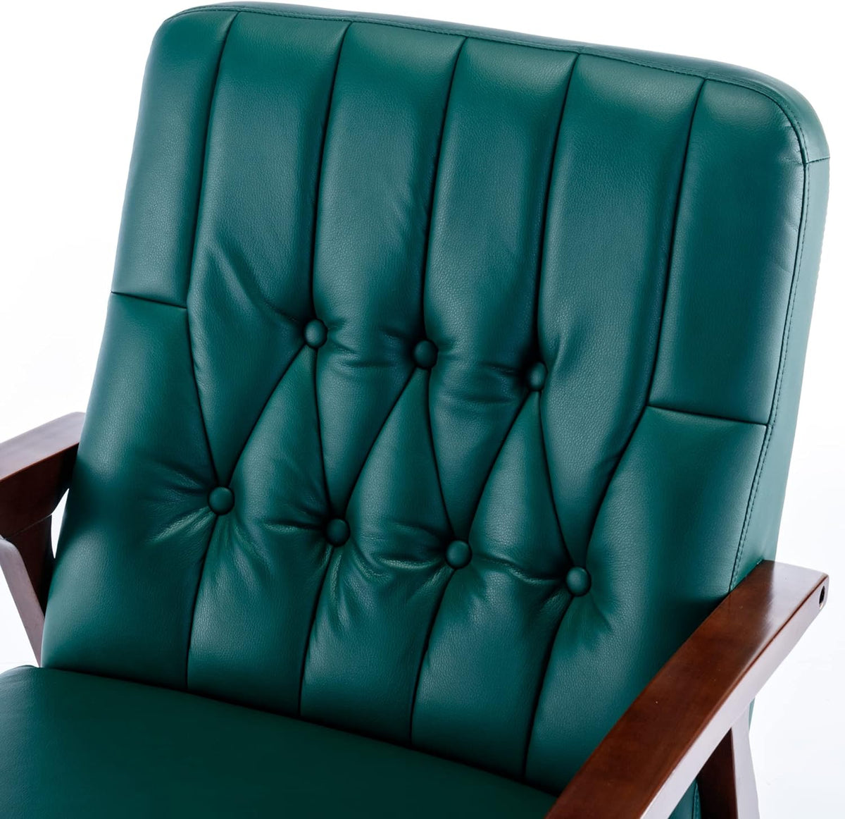 Blackish Green PU Leather Accent Chair with Solid Wood Frame O6825