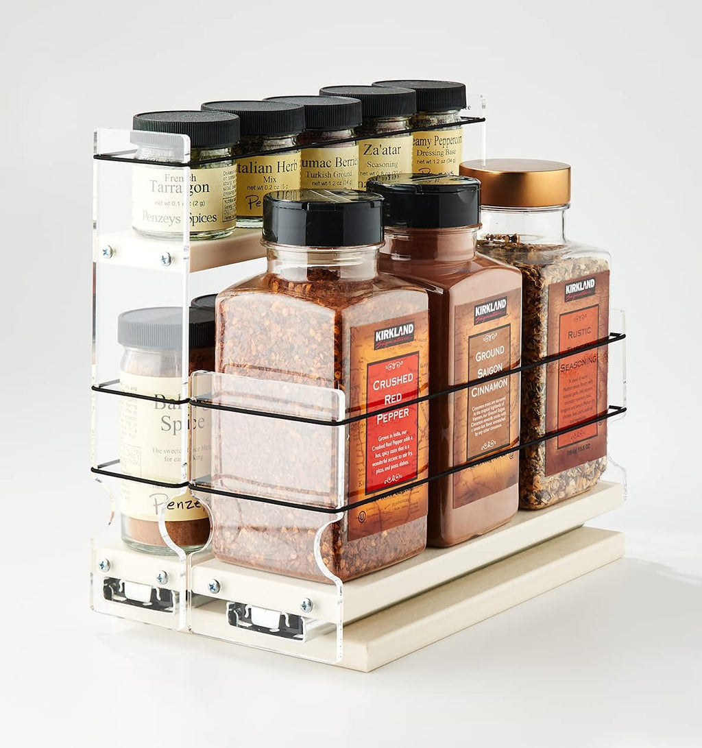 Combo 2 Tier Spice Rack Drawer and Storage Organizer Drawer L791