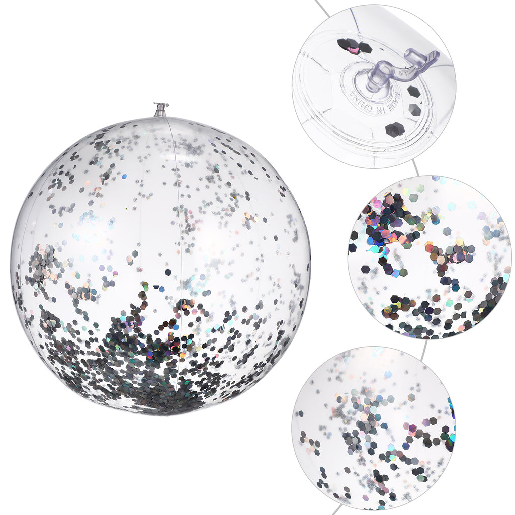 2 Pcs Glitter Confetti Inflatable Beach Balls with Air Pump O224
