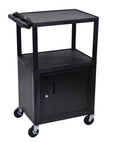 Black 3 Shelf AV Cart with Cabinet D107262