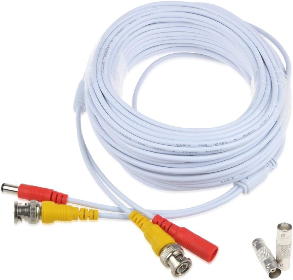 150 Feet Pre-Made Siamese BNC Video and Power Cable with Two Female Connectors (White) Pack of 2 L533