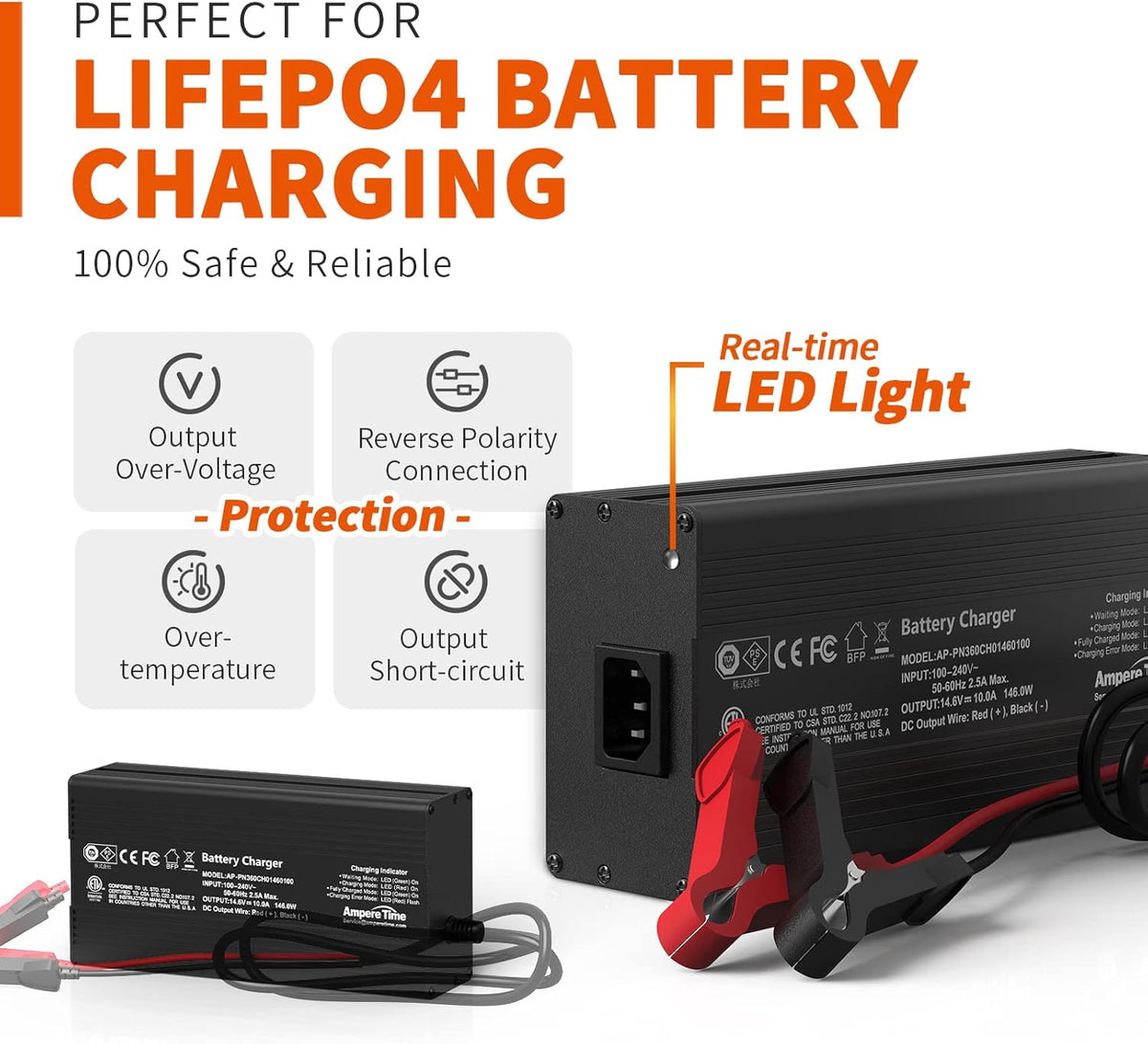 12V 50Ah LiFePO4 Battery with 14.6V 10A Charger G238182
