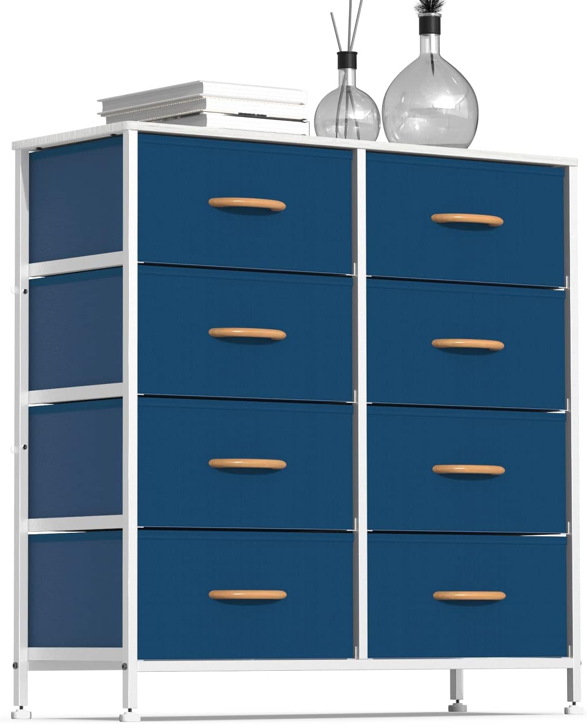 8 Drawer Vertical Dresser with Steel Frame and Fabric Bins C134