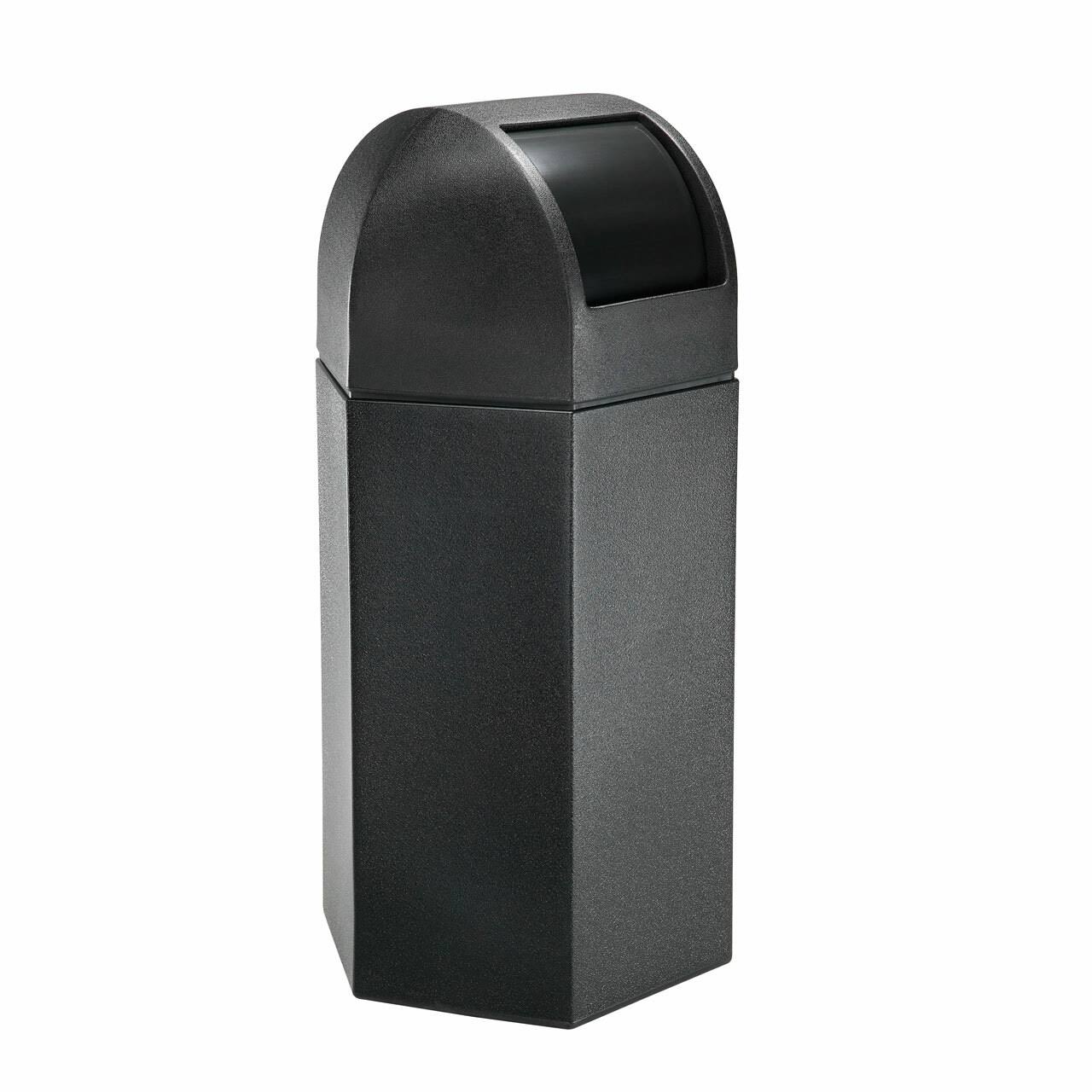 50-Gallon Black Hex Waste Container with Dome Lid T27543