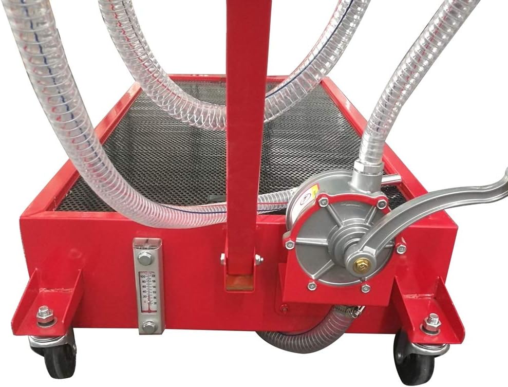 Red 20 Gallon Oil Drain Pan with Pump and 8' Hose O5549