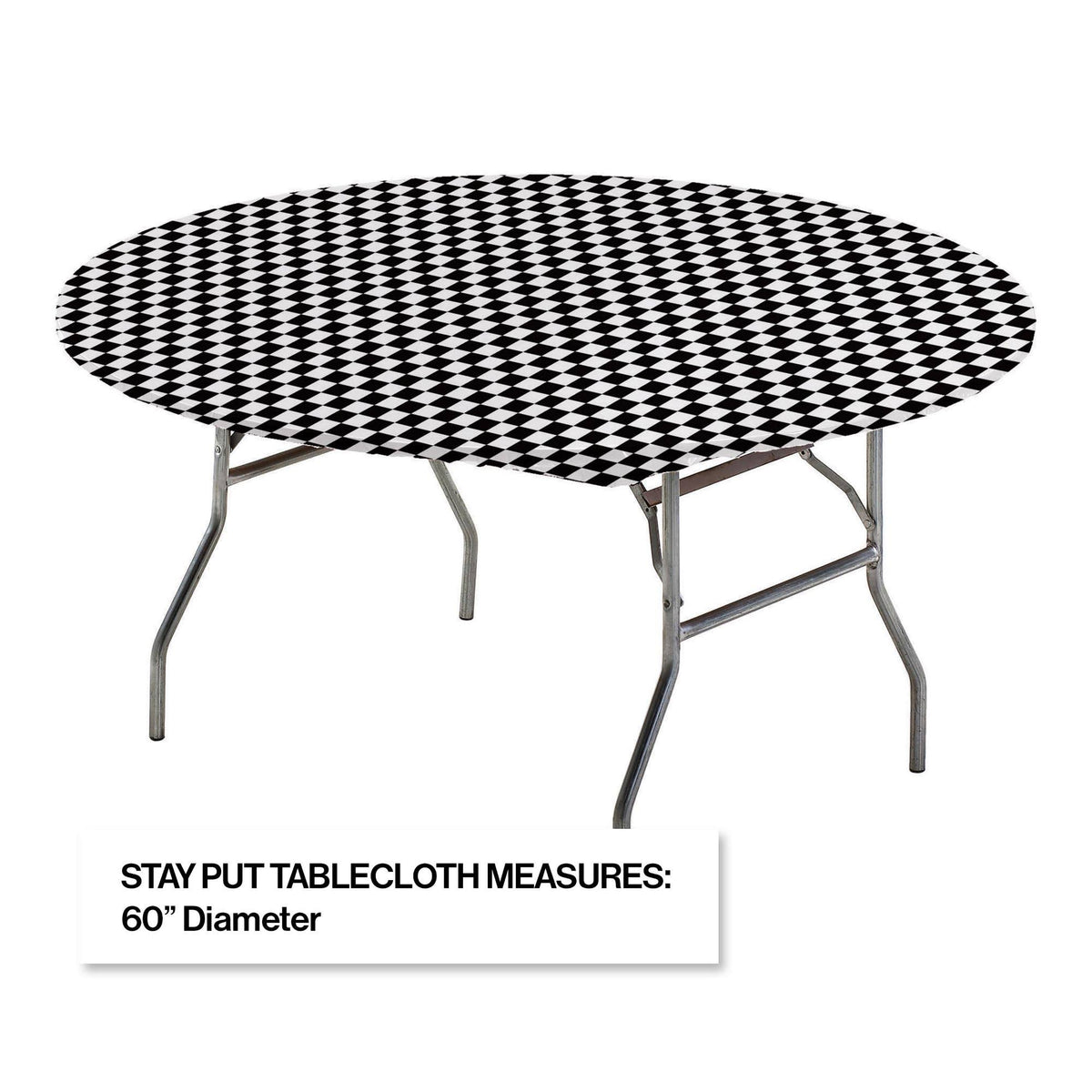 12 Black Checkered Round Disposable Plastic Table Covers V27803