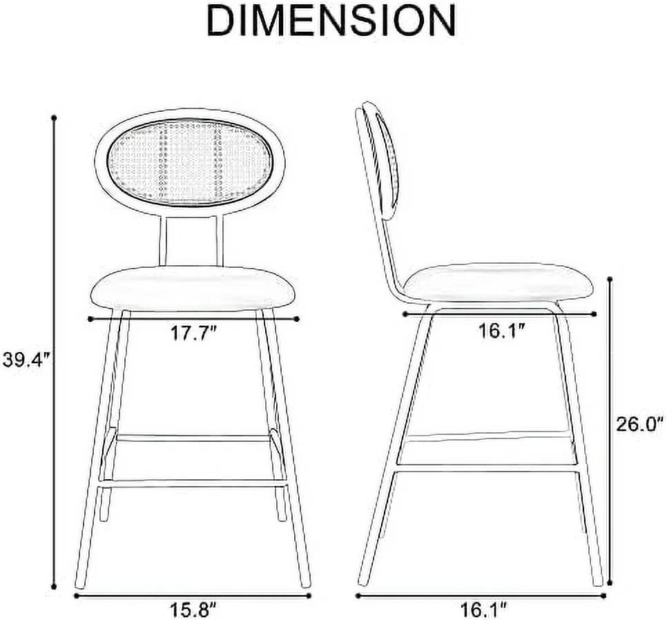 Black Faux Leather Upholstered Barstools Set of 2 with Metal Legs S581332