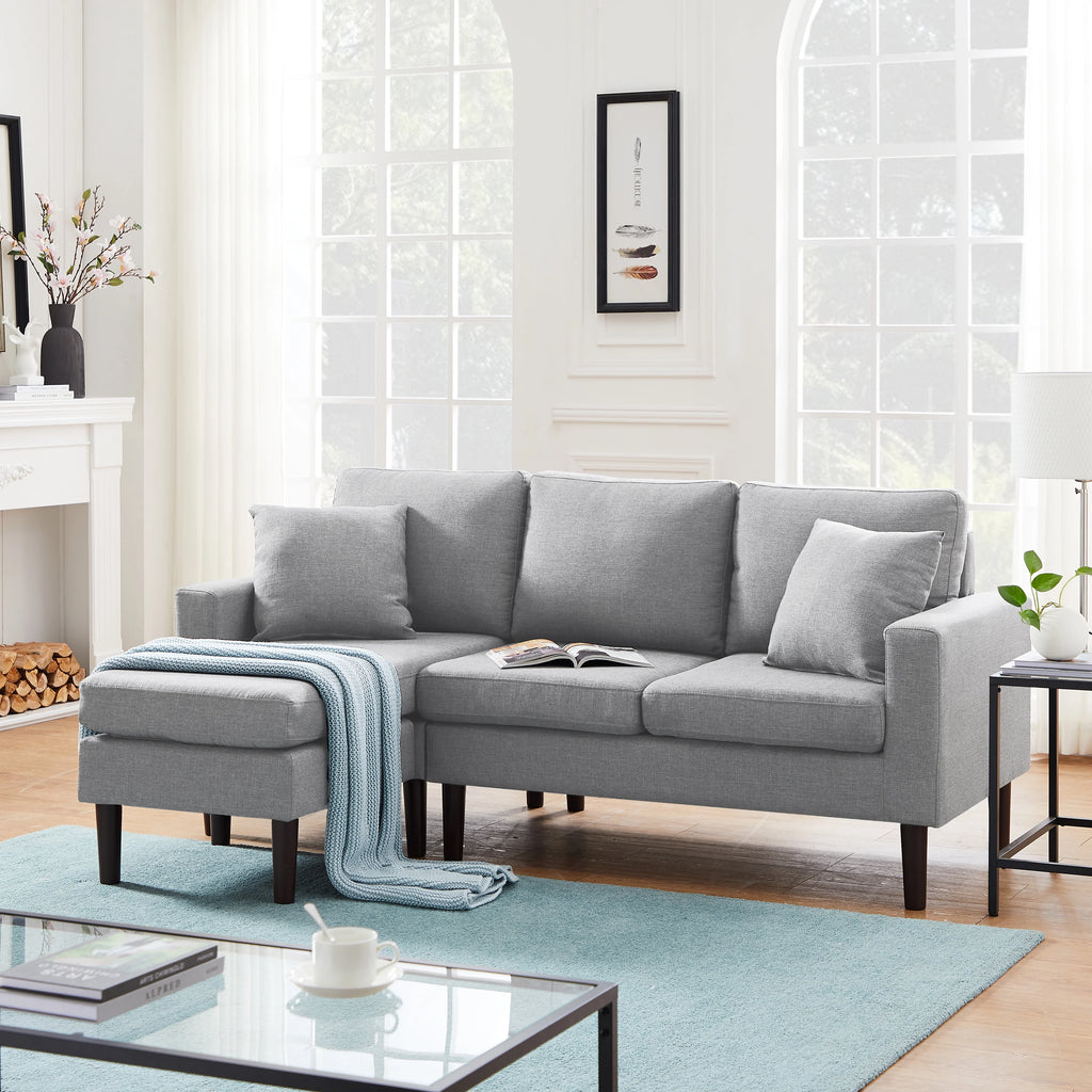 Light Grey L Shape Sectional Sofa with 2 Pillows F625263