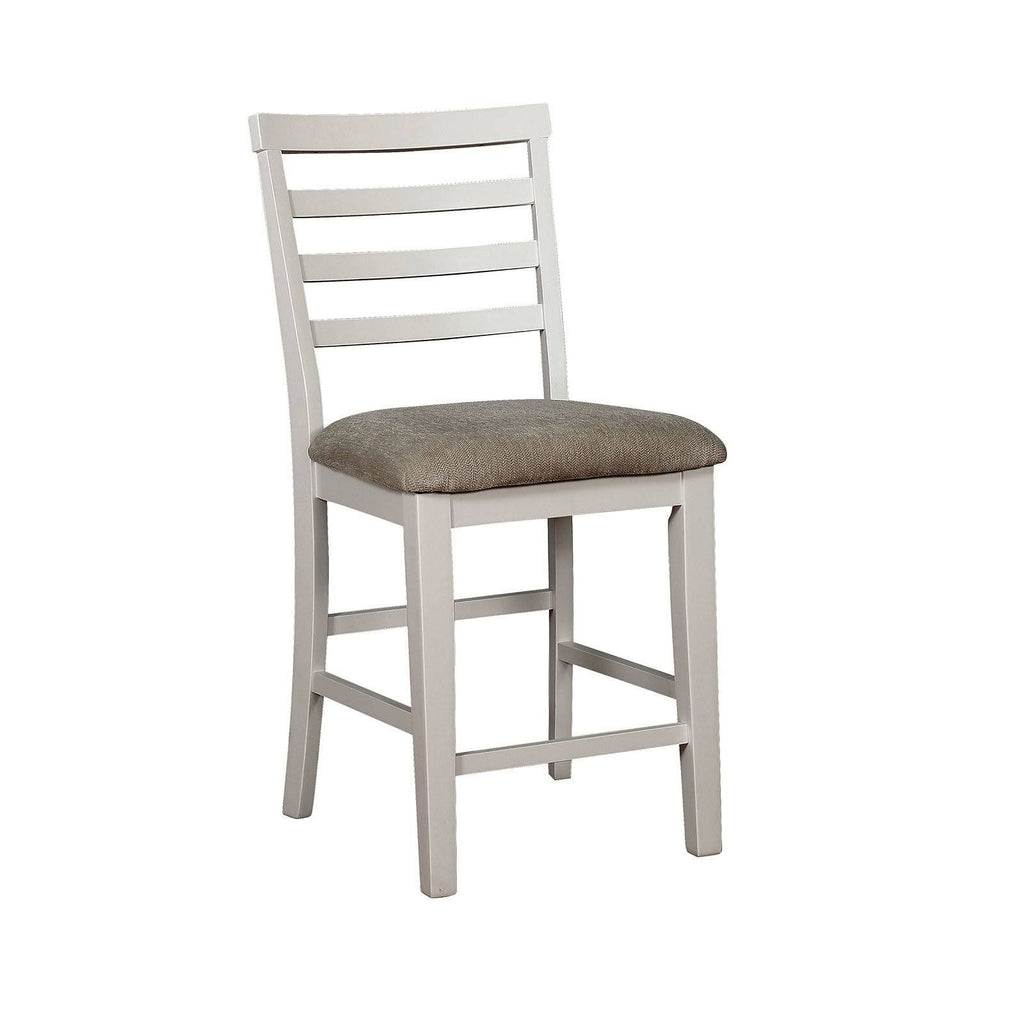 White and Beige Wooden Counter Height Dining Side Chairs, Set of 2 J662022