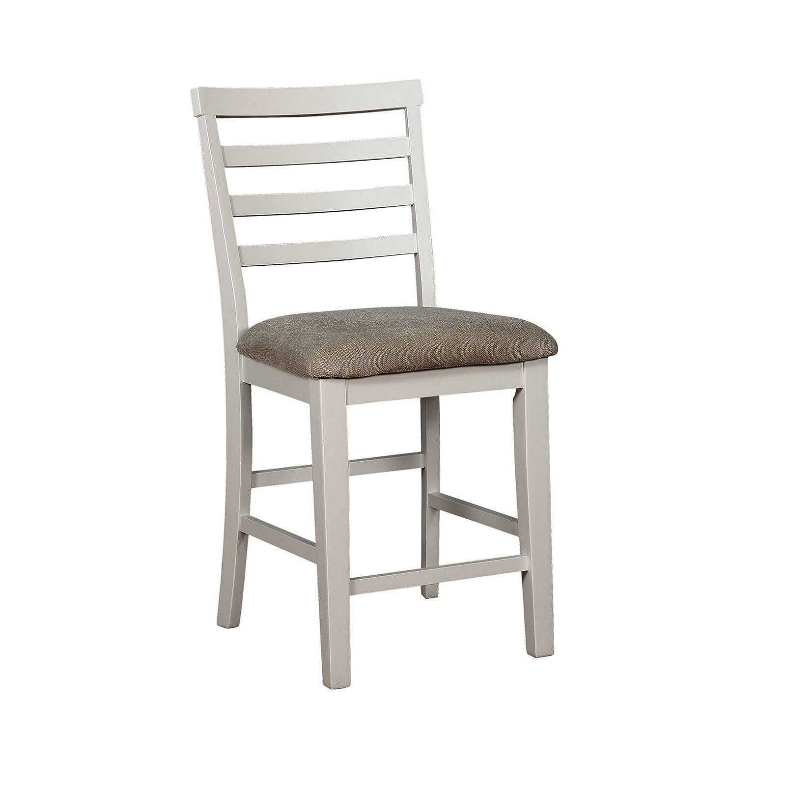 White and Beige Wooden Counter Height Dining Side Chairs, Set of 2 J662022