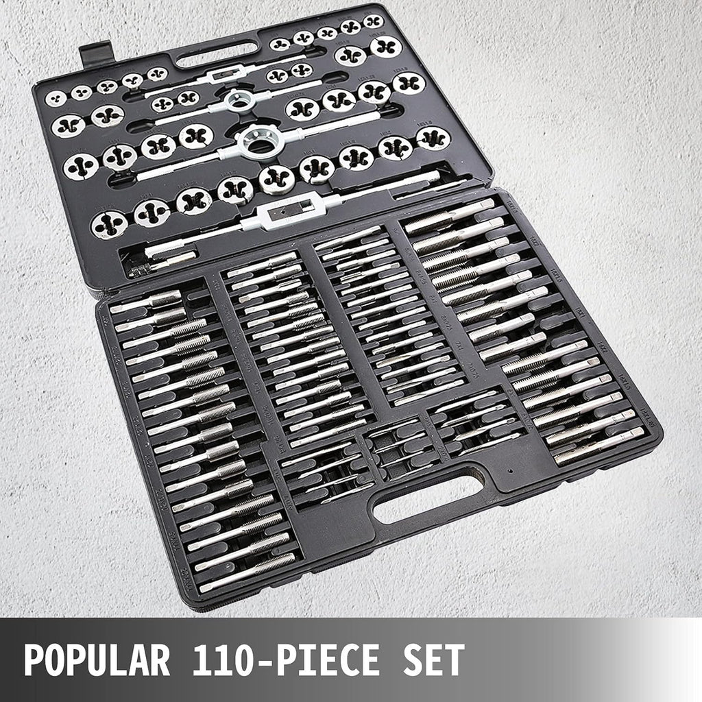 110Pcs Tungsten Steel Titanium Tap & Die Metric Tool Set W4657