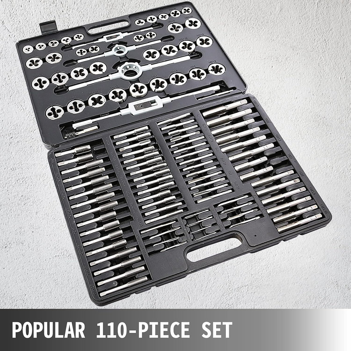 110Pcs Tungsten Steel Titanium Tap & Die Metric Tool Set W4657