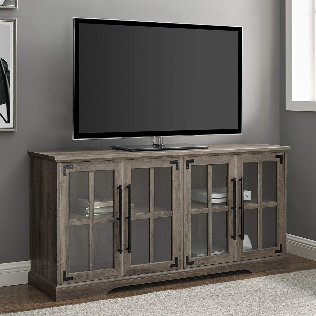 White 48 Inch Wood Buffet Sideboard Cabinet J583