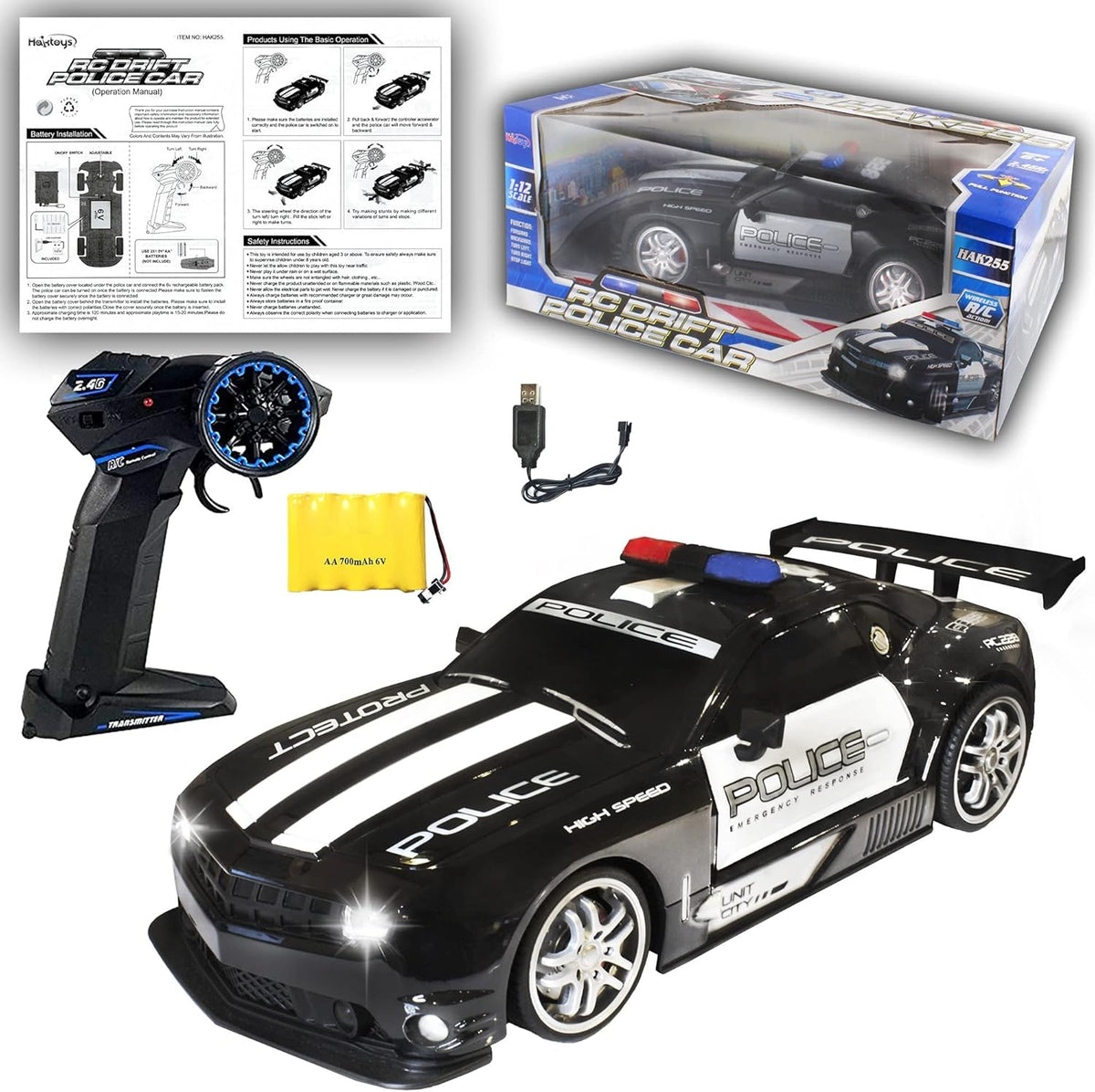 1:12 Scale RC Police Patrol Car Pack of 2 T768