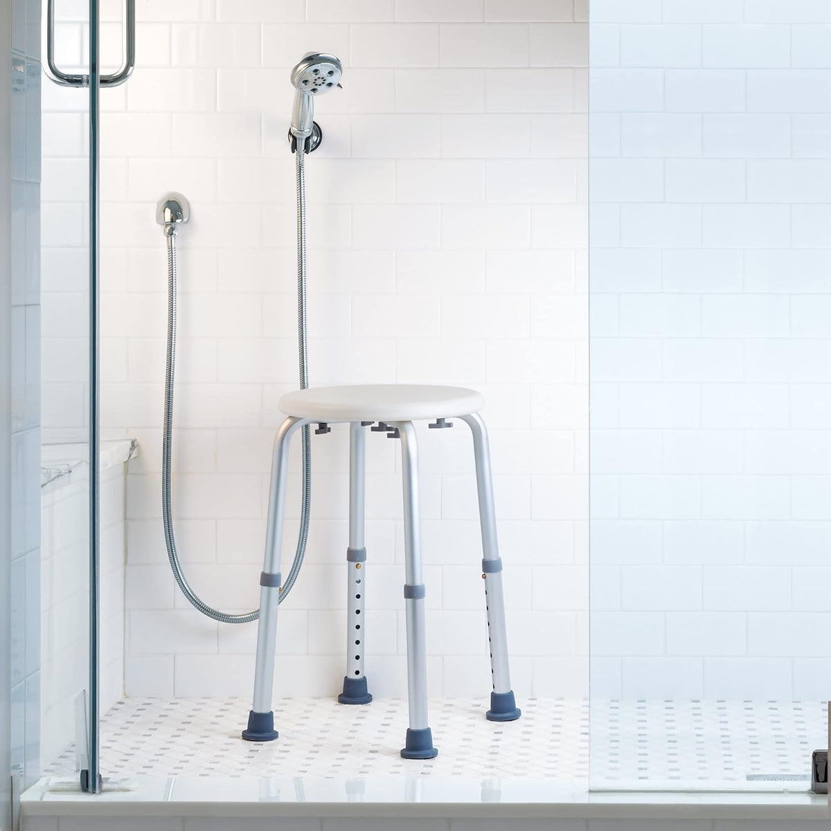 Aluminum Adjustable Shower Stool, 13 in Seat, 300 lb Weight Capacity, Pack of 2 J861986