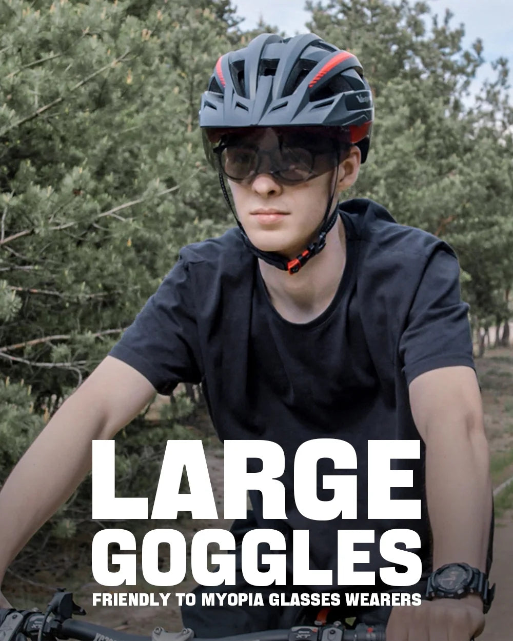 Bike Helmet with Visor and Goggles USB Rechargeable Light A627650