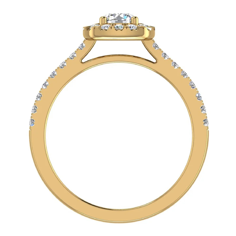 14K Gold 0.75 Carat Halo Diamond Ring E527942