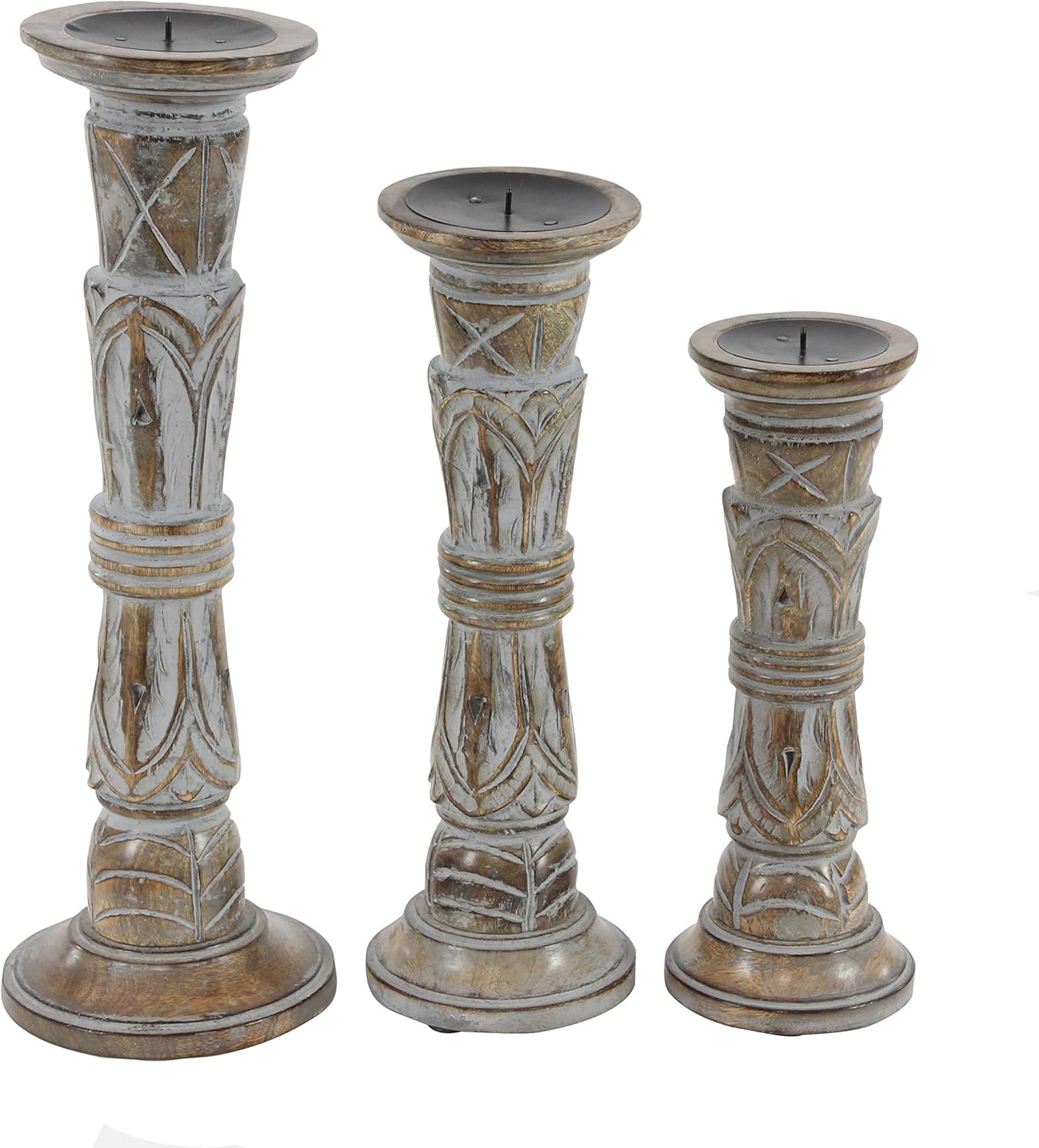 Set of 3 Wooden Candle Holder A3420