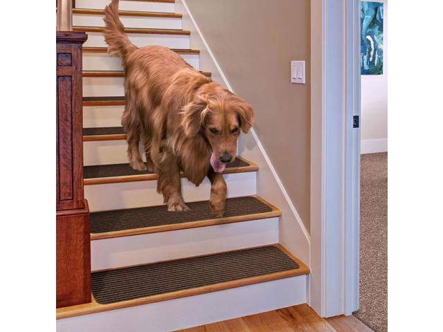 Skid-Resistant Double-Ribbed Carpet Stair Treads, Bittersweet Brown, 8 in. x 23.5 in. E610903