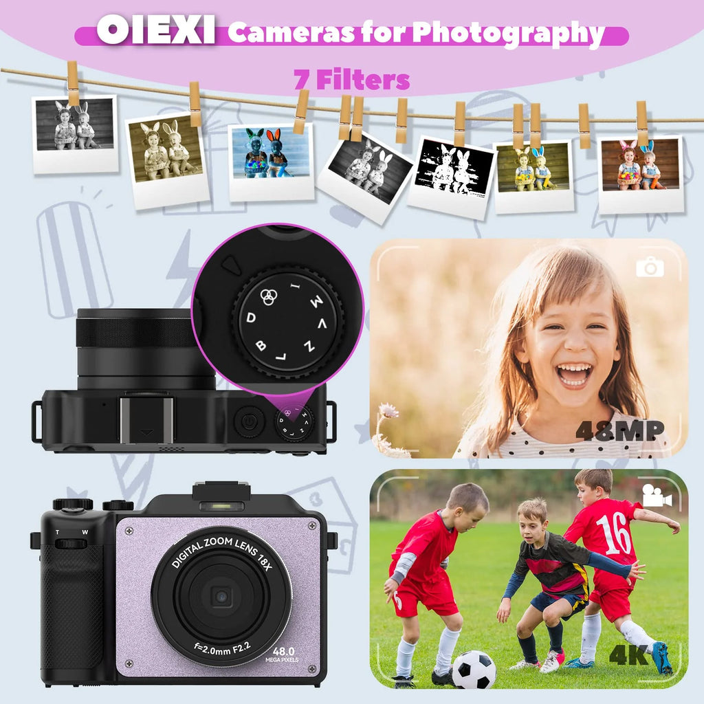 48MP 4K Digital Camera with Dual Cameras and 32GB Micro Card D5476