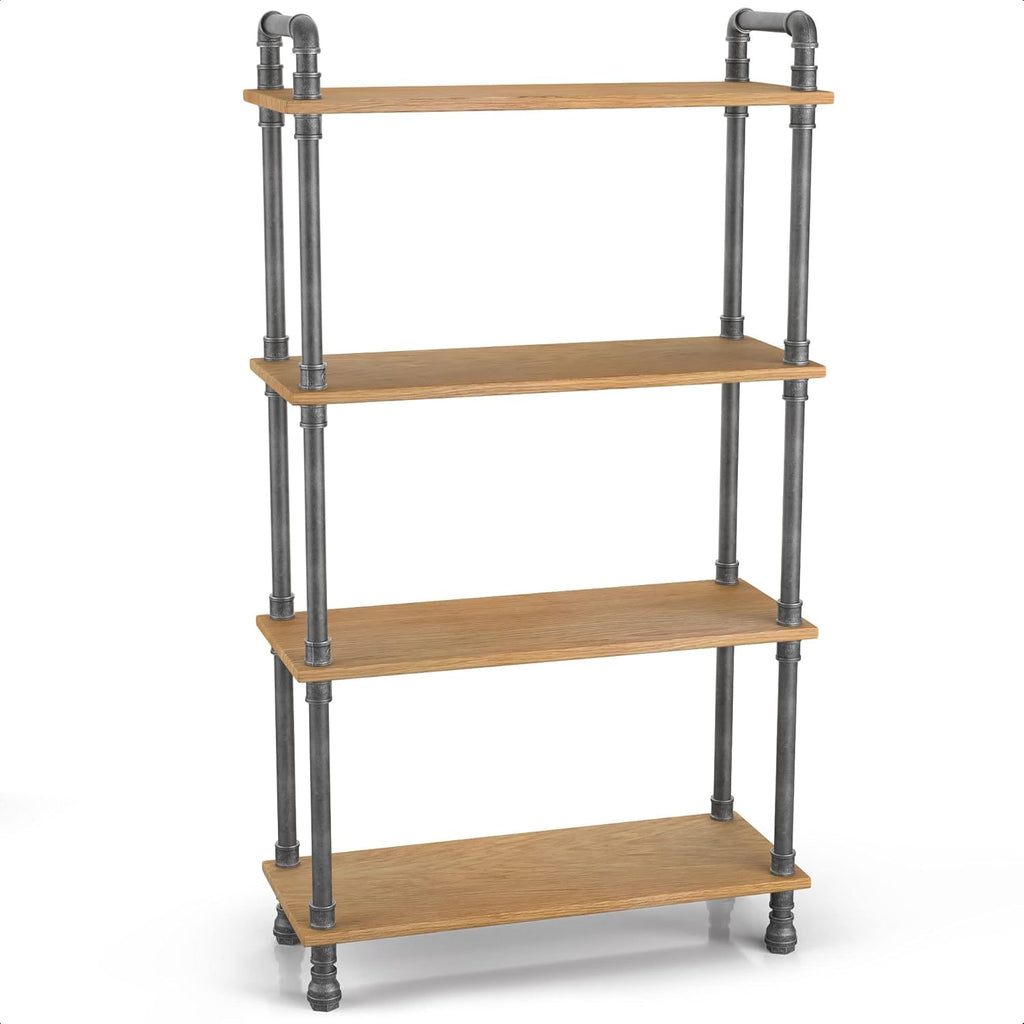 Natural Solid Pine 4-Tier Wood Bookshelf N967212