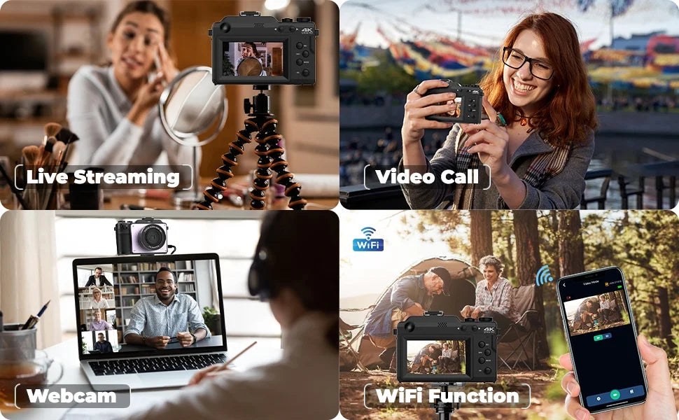 48MP 4K Digital Camera with Dual Cameras and 32GB Micro Card D5476
