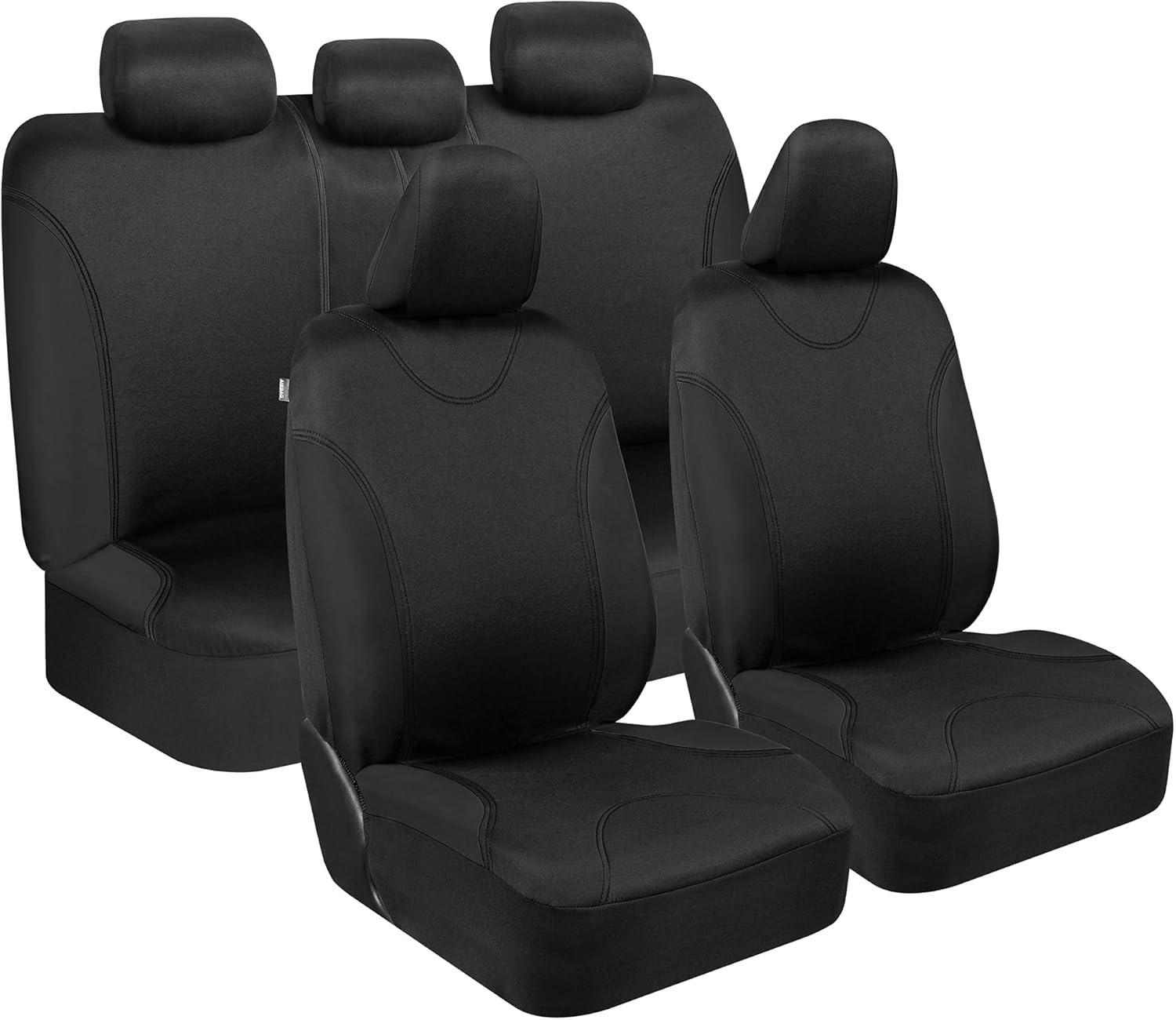 Beige Two-Tone Full Set Car Seat Covers with Split Bench Design X4846