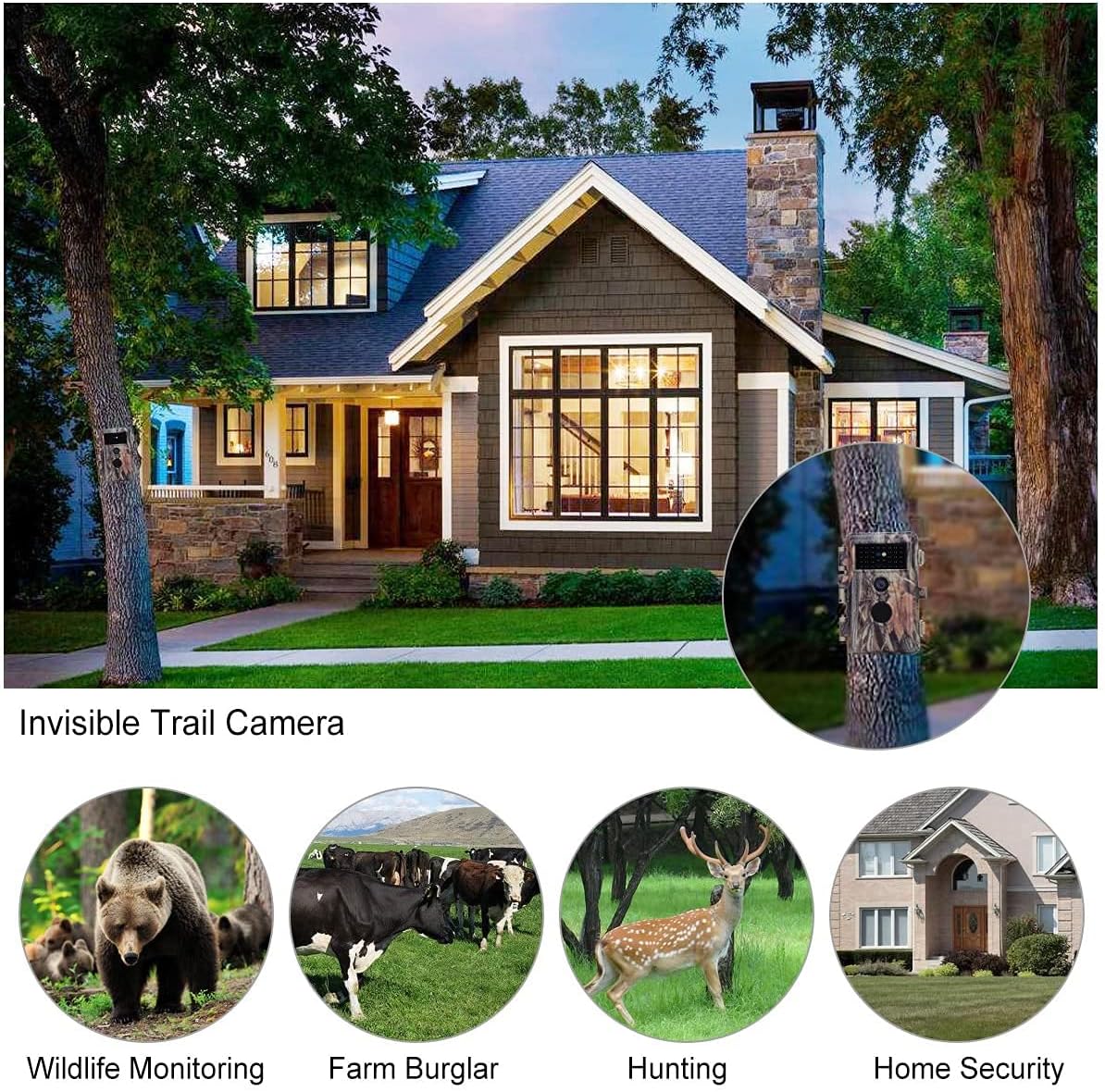 Deer Camera with Night Vision 24MP HD 1296P H.264 MP4 Video No Glow IR Motion Sensor Activated IP66 Waterproof K247552