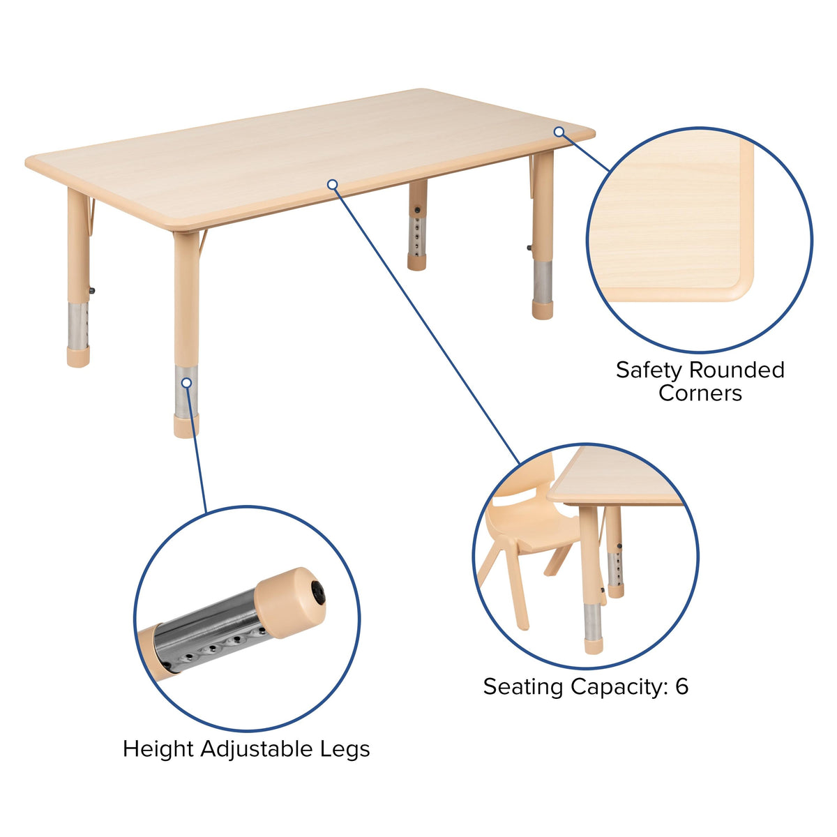 Red Height-Adjustable Plastic Pre-School Activity Table Set C696