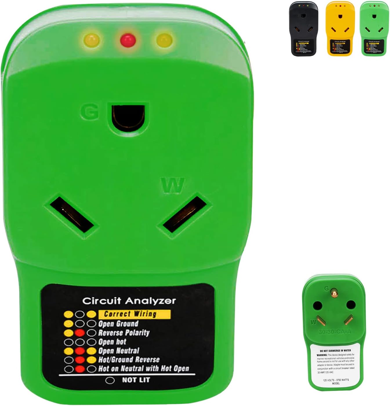 30 Amp RV Surge Protector Circuit Analyzer with LED Indicator Lights, 1050J, Pack of 2 Y743