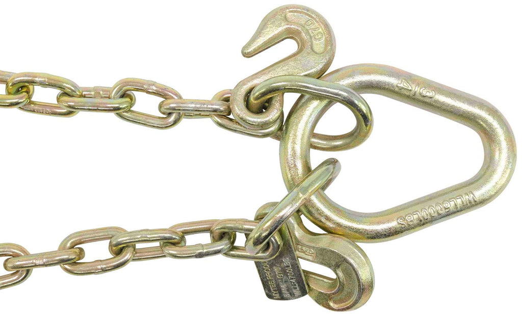 5/16" G70 V-Chain Bridle with 15" Large J Hooks, T-Hook & J-Hook with Grab Hooks 2' Legs Pack of 2 M85830