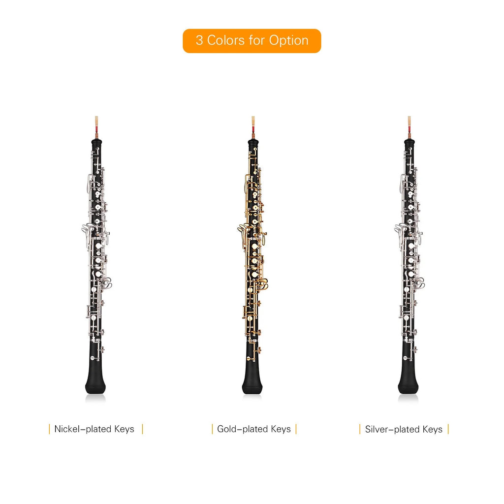 Nickel-plated Semi-automatic Oboe with Case and Cleaning Cloth M459
