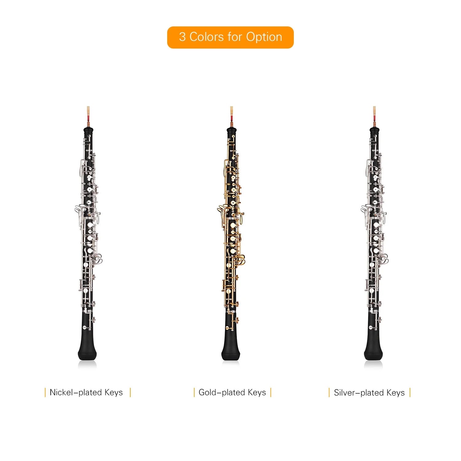 Nickel-plated Semi-automatic Oboe with Case and Cleaning Cloth M459