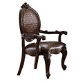 Cherry Vegan Leather Carved Armchair Y359136