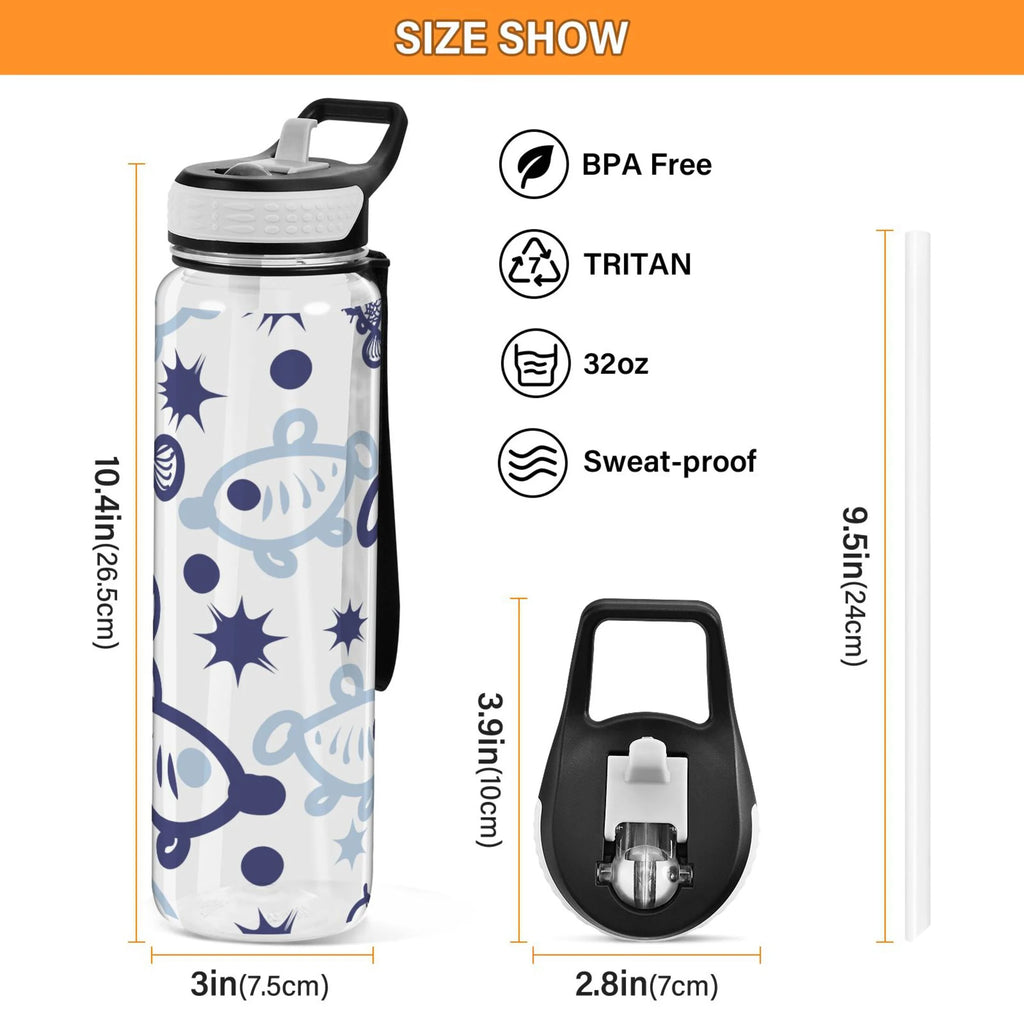 32oz Tritan Leakproof Clear Sports Water Bottle U133