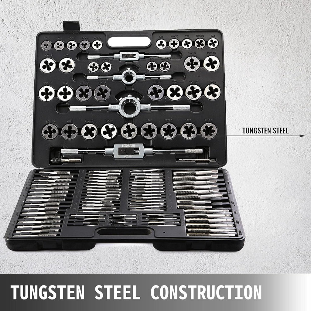 110Pcs Tungsten Steel Titanium Tap & Die Metric Tool Set W4657
