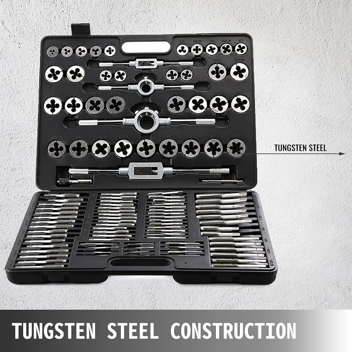 110Pcs Tungsten Steel Titanium Tap & Die Metric Tool Set W4657