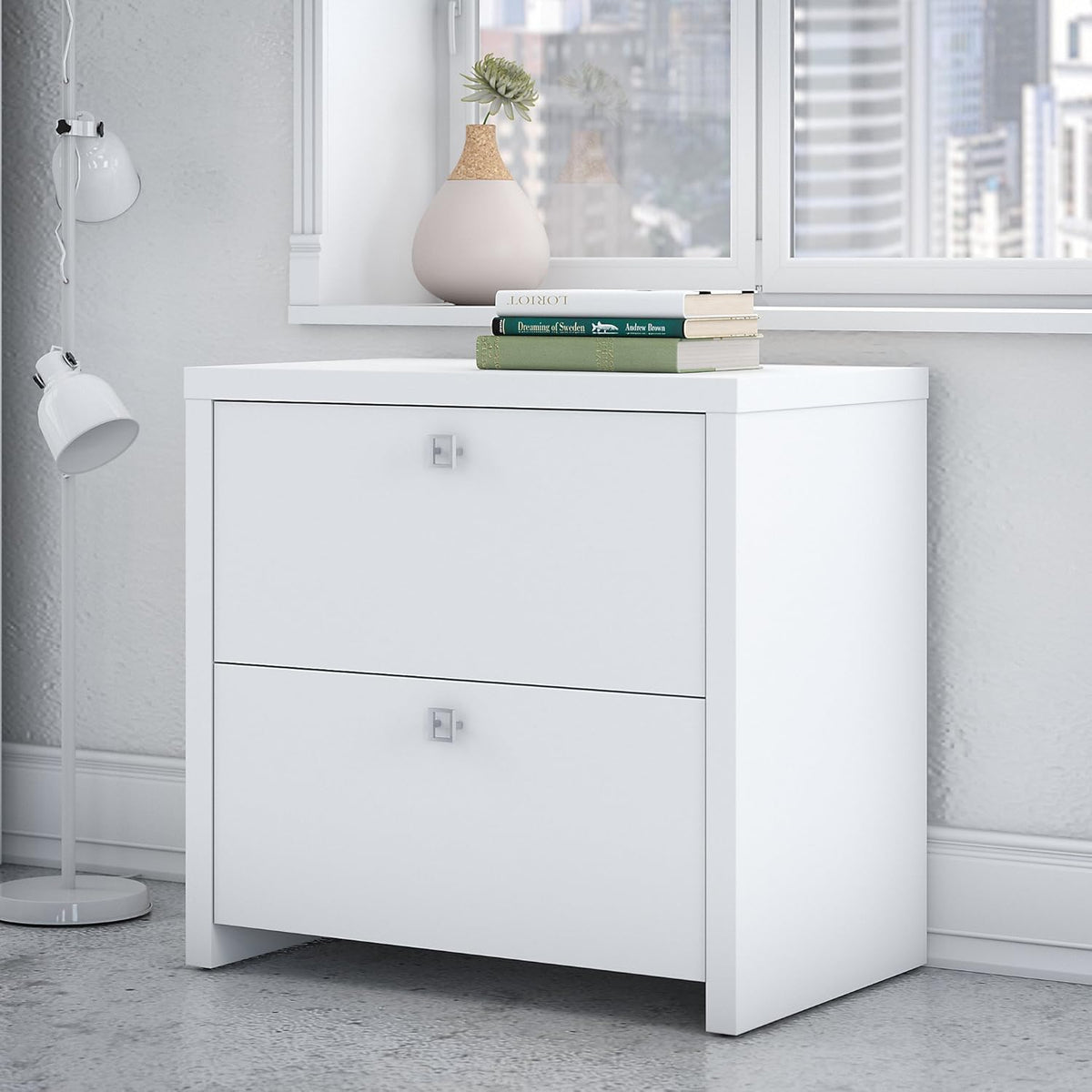 Pure White Lateral File Cabinet D1475