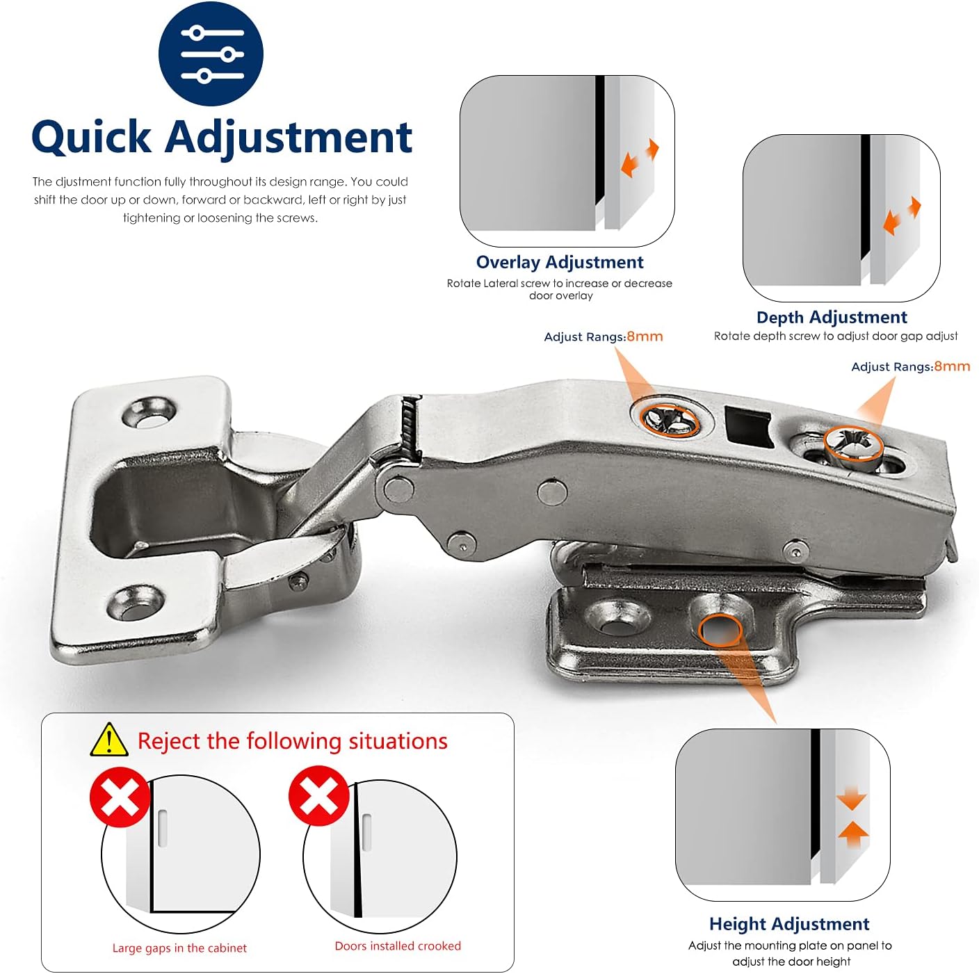 50 Pack 25 Pairs Soft Close Full Overlay Cabinet Door Hinges F431104