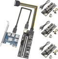 PCIE 1 to 4 Adapter Riser Card with USB 3.0 Cable, 5 Pack C610