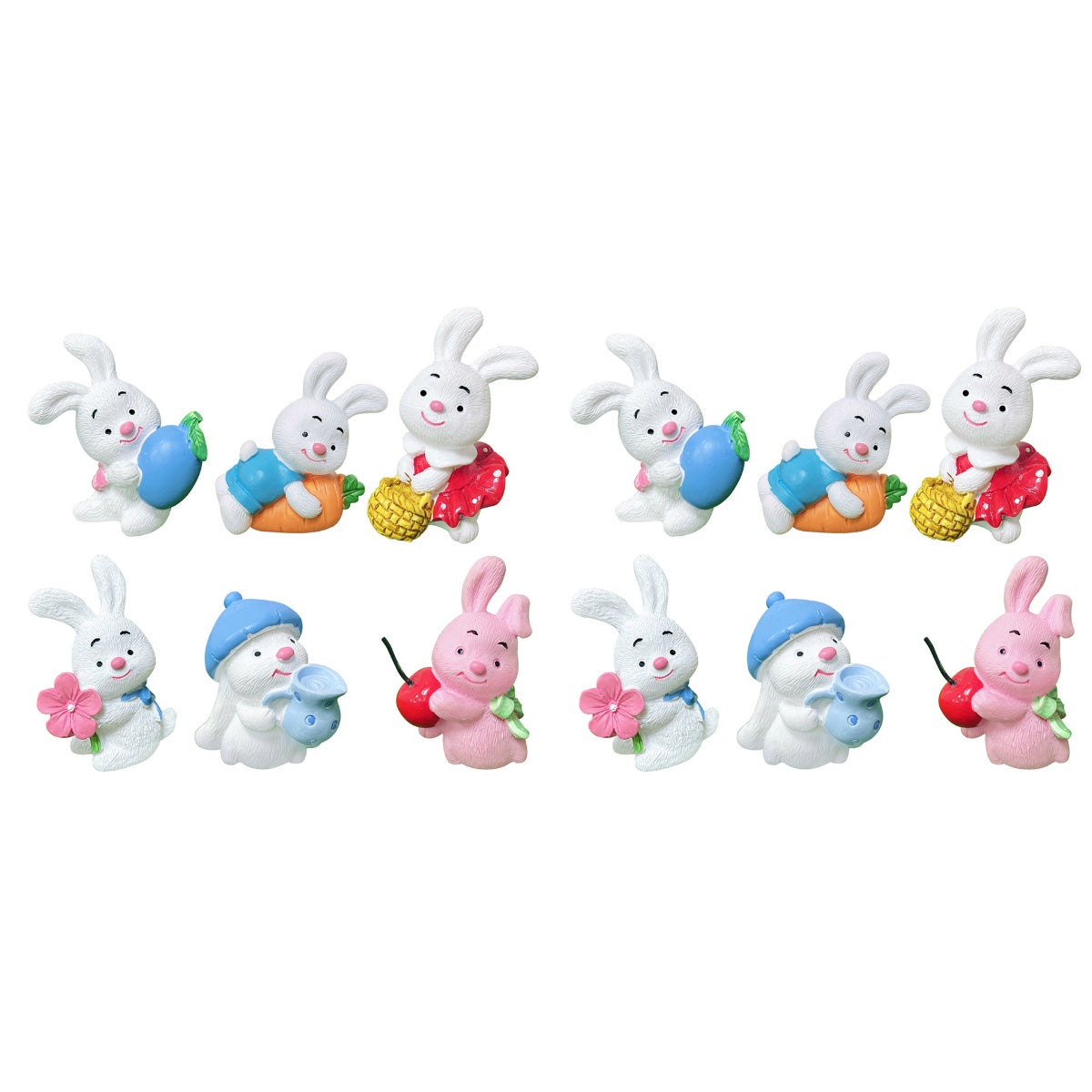 12 Pcs Resin Rabbit Ornament Mini Dollhouse Accessories J893