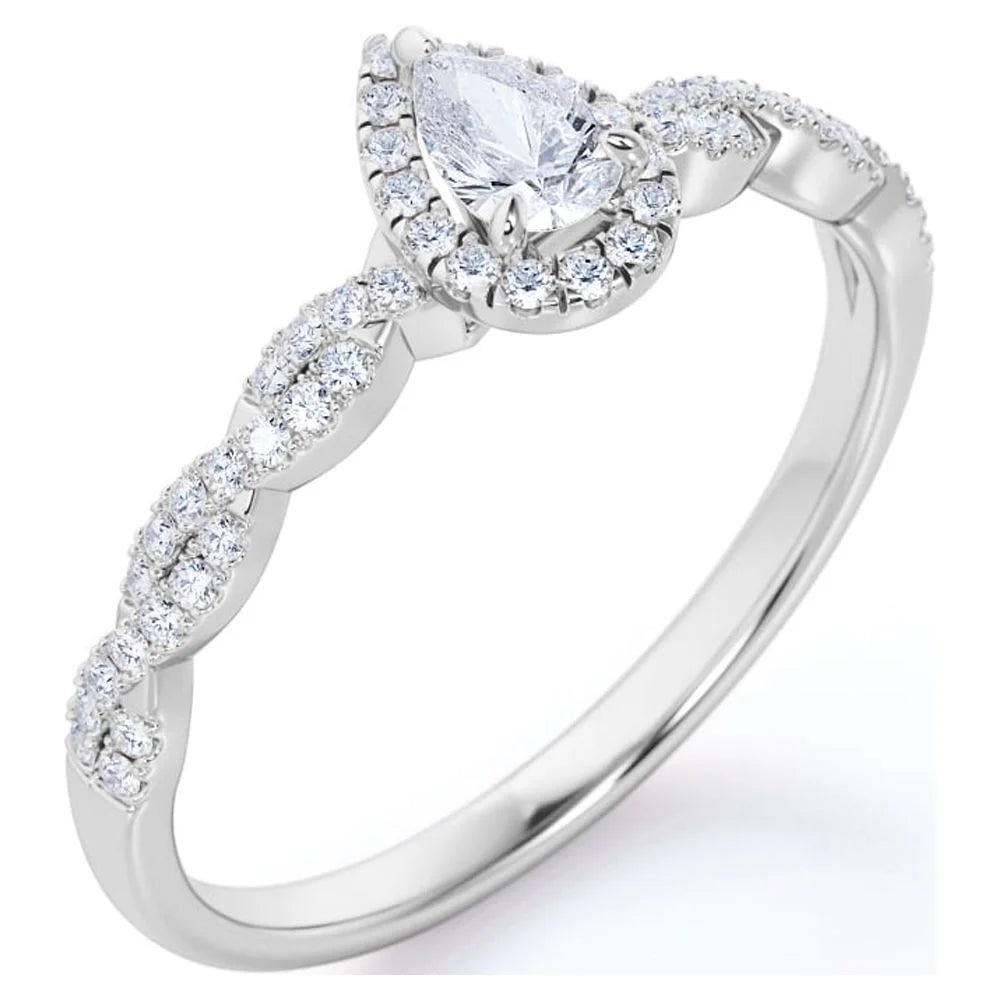 10K White Gold Pear Cut Diamond Engagement Ring O348369