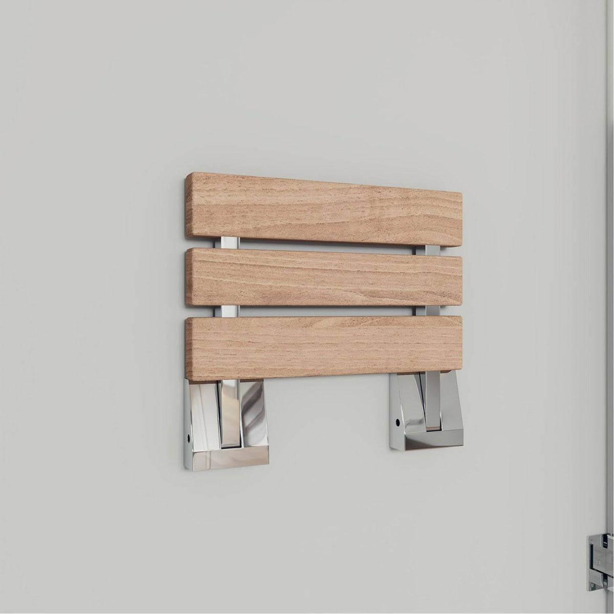 Brushed Nickel 16x22 Folding Teak Wood Shower Seat Bench K6046