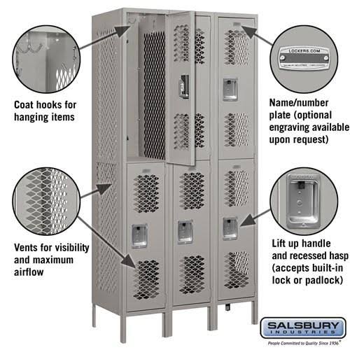 12x22 Wide Double Tier Vented Metal Locker O262669
