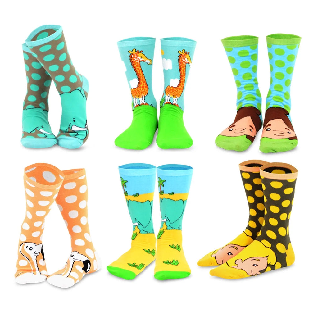 6 Pair Cartoon Animal Crew Socks F457