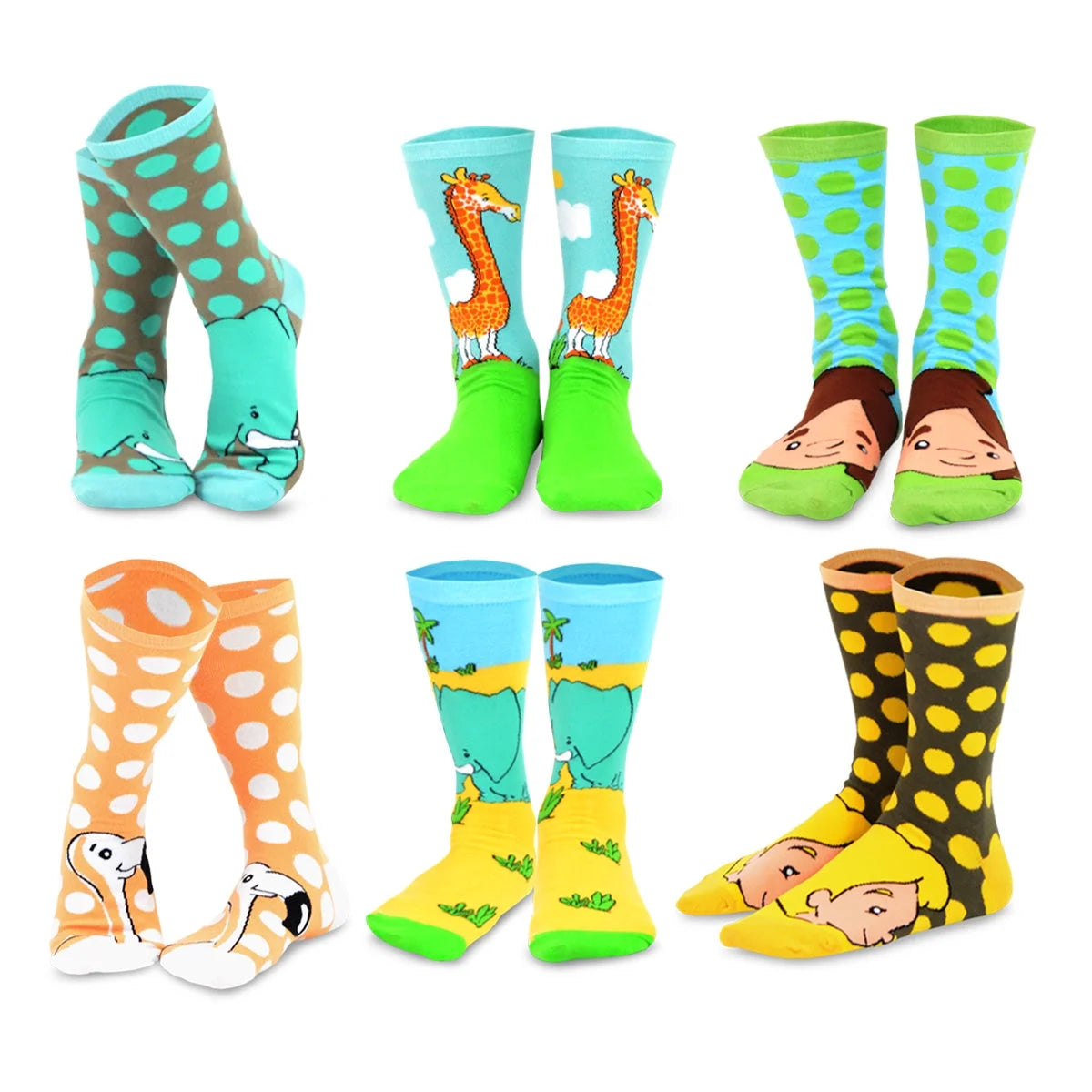 6 Pair Cartoon Animal Crew Socks F457
