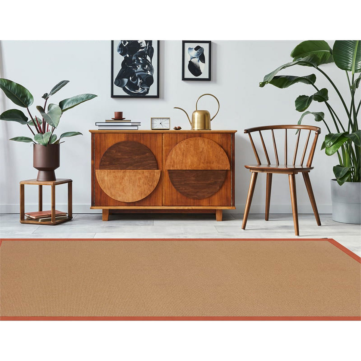 Machine Tufted Wool 8'x11' Rug in Cork Brown and Burnt Orange G477