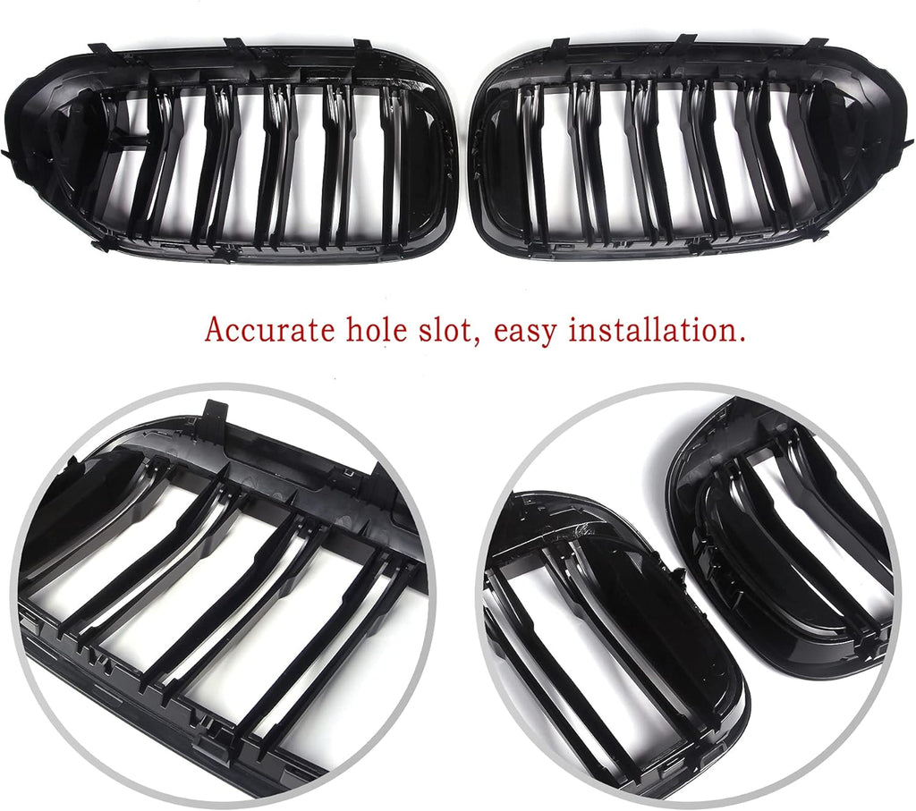 ABS Gloss Black Front Kidney Grille Grill Pack of 2 Z2780