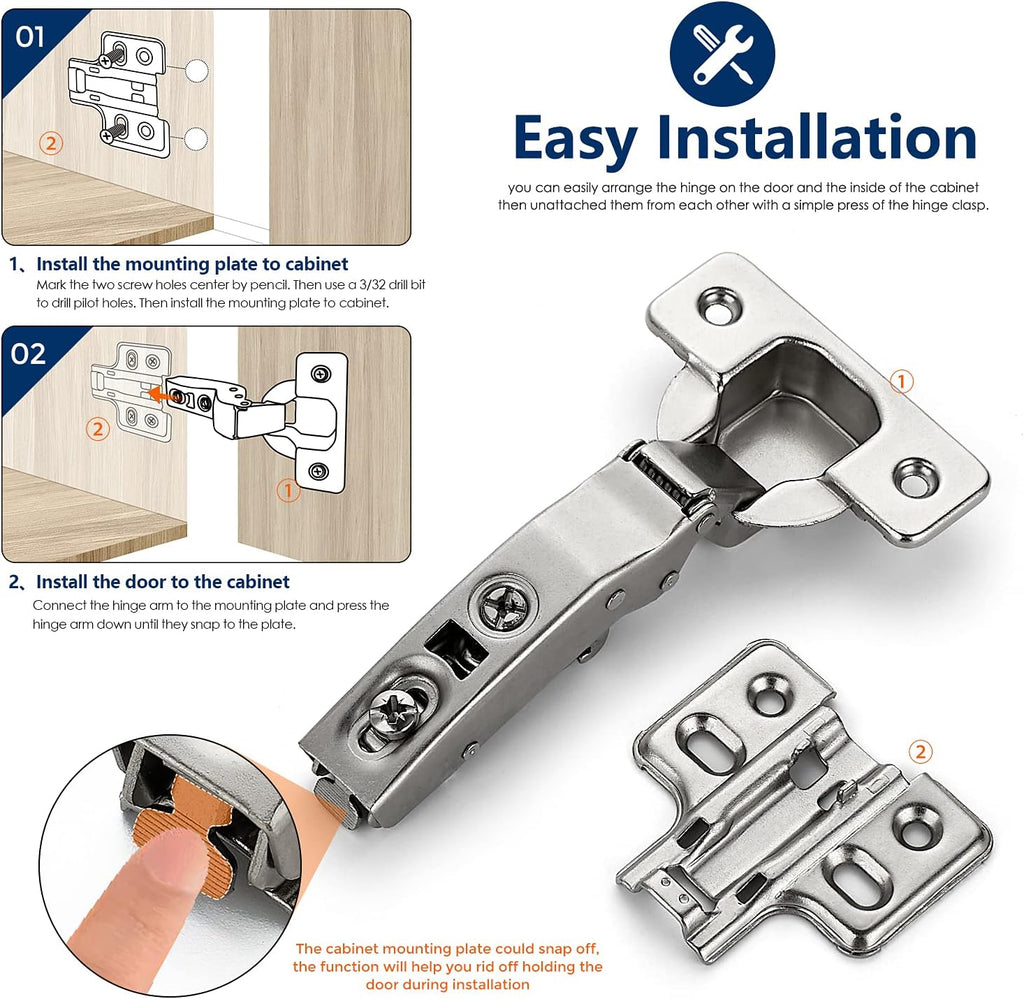50 Pack 25 Pairs Soft Close Full Overlay Cabinet Door Hinges F431104